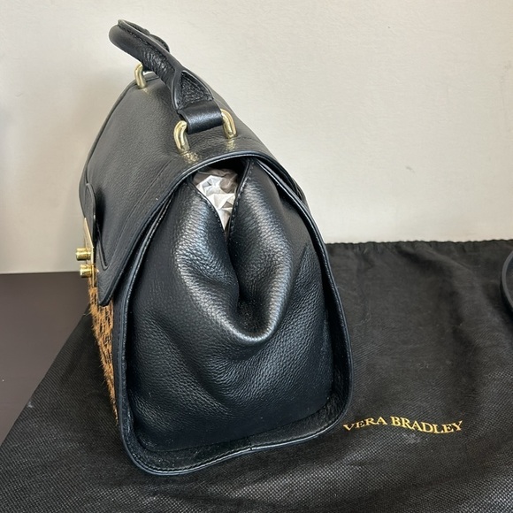 Vera Bradley Quilted Stella Leather Mini Satchel Crossbody Bag Cheetah Black Cat - Picture 9 of 15